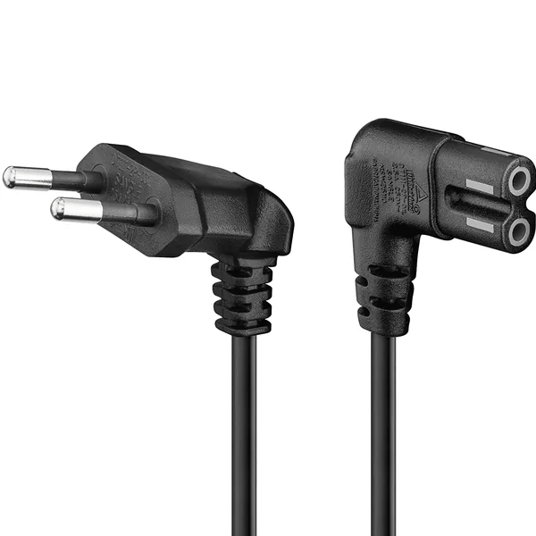 Cable de alimentacion IEC-320 acodado - C7 acodado 0.30 M Negro