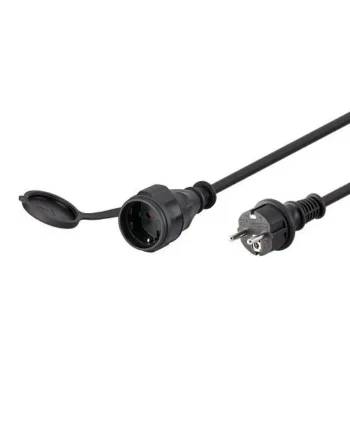 Cable de alimentacion recto CEE7 con tapon seguridad 5 M Negro