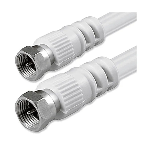 Cable de antena tipo F macho - F macho 2.5 M Blanco