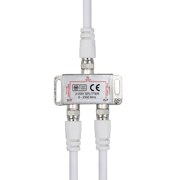 Cable de antena tipo F macho - F macho 2.5 M Blanco