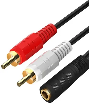 Cable de audio estereo 2x RCA macho a Jack 3.5 mm Hembra 0.25 M Negro