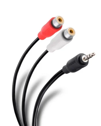 Cable de audio estereo 2xRCA/H-JACK 3.5mm/M 0.25 M Negro