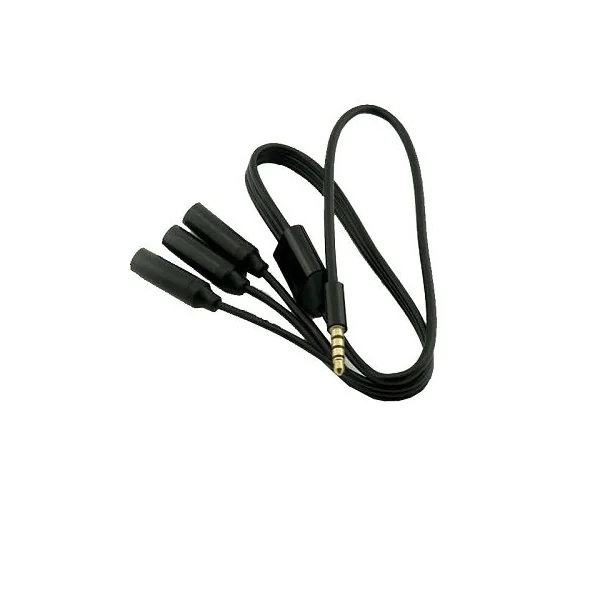 Cable de audio estereo 3x Jack 3.5mm hembra a 3.5mm 4 pin 0.50 M Negro