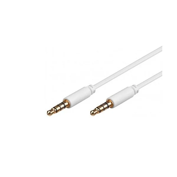 Cable de audio estereo jack 3.5 macho-macho 4 pin 1 M Blanco
