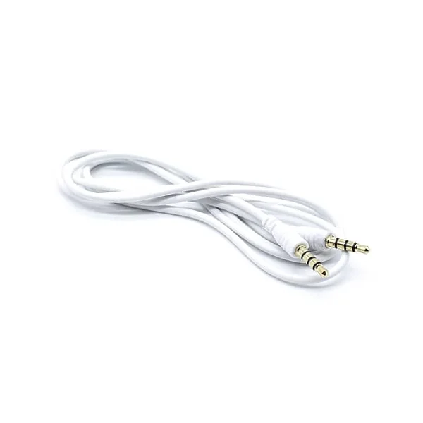 Cable de audio estereo jack 3.5 macho-macho 4 pin 1 M Blanco
