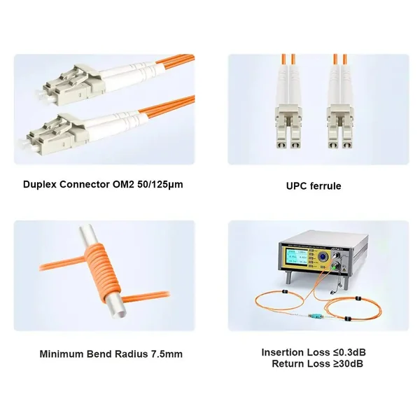 Cable de fibra optica LC a LC multimodo duplex 3 M Naranja