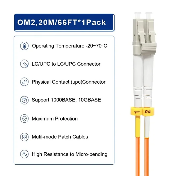 Cable de fibra optica LC a LC multimodo duplex 3 M Naranja
