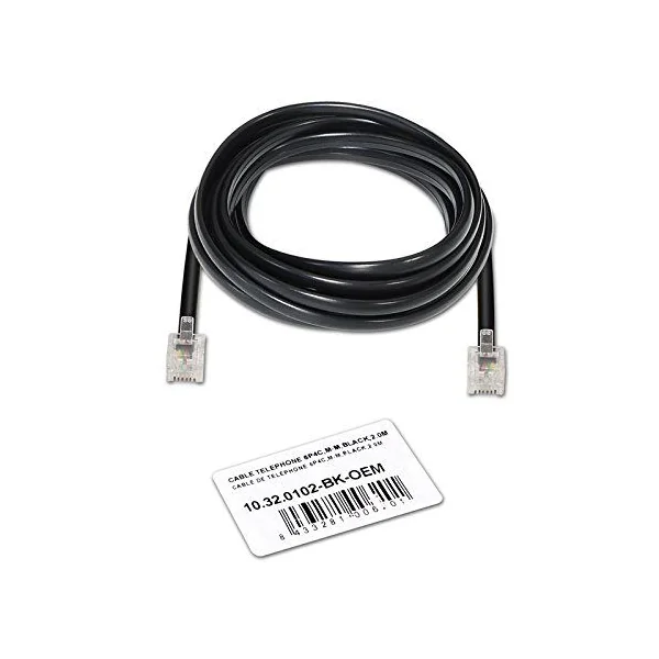 Cable de telefono RJ11 6P4C M-M 2 M Negro