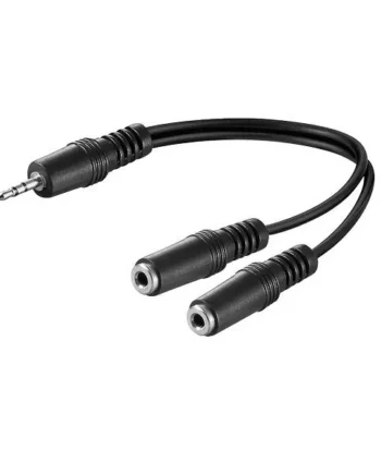 Cable divisor de audio estereo 2x Jack 3.5mm hembra a 3.5mm 0.20 M Negro