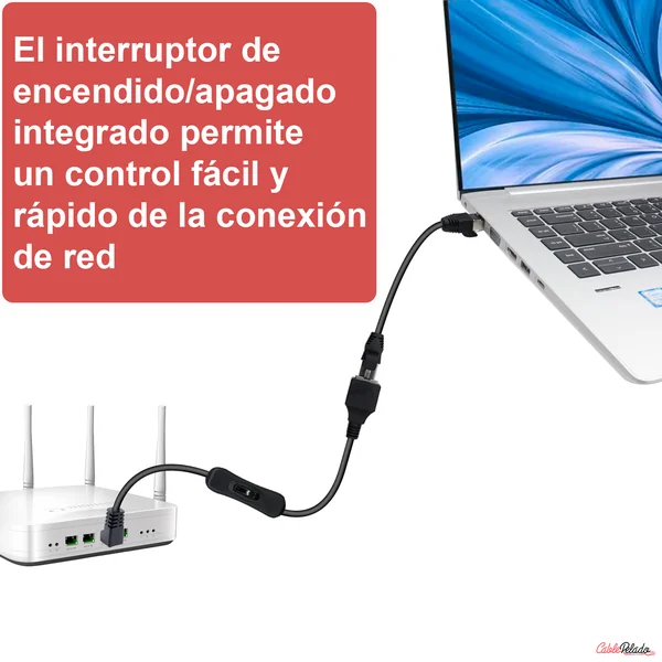 Cable Ethernet Cat5E Con Interruptor De Encendido/Apagado De Alta Velocidad RJ45 0.50 M Negro