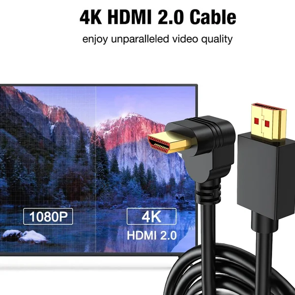 Cable Hdmi acodado 270 grados contactos dorados 4K 1 M Negro
