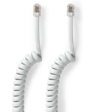 Cable telefonico espiral 4 hilos rj10 2 M Blanco