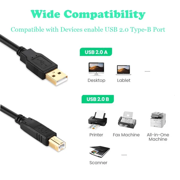 Cable USB 2.0 para impresora con ferrita 3 M Negro