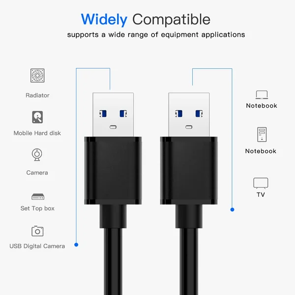 Cable USB 3.0 tipo A macho - macho 1 M Negro
