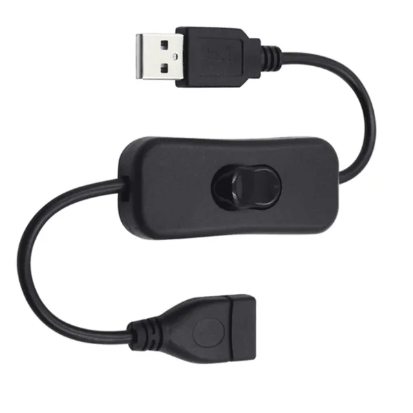 Cable USB con interruptor macho-hembra 0.30 M Negro