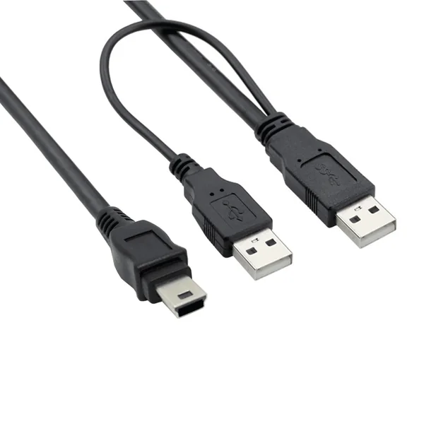 Cable USB mini tipo B 5 pines dual-power 0.50 M Negro