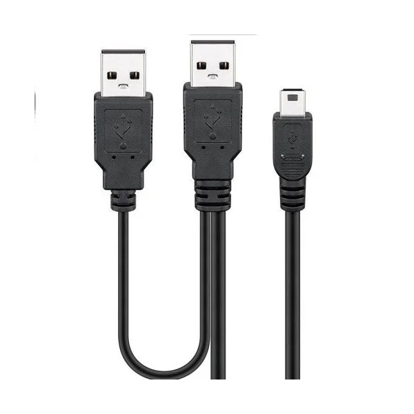 Cable USB mini tipo B 5 pines dual-power 0.50 M Negro