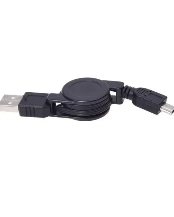 Cable usb retractil mini USB 0.75 M Negro