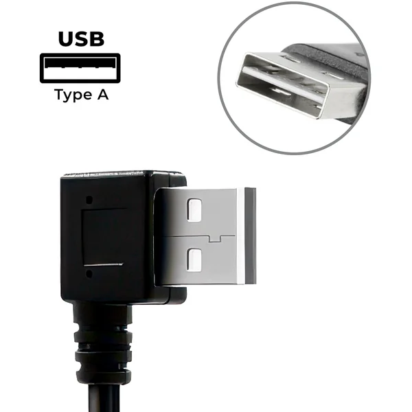 Cable USB Tipo A macho reversible - USB-C acodado 0.50 M 0.50 M Negro