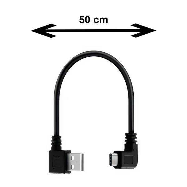 Cable USB Tipo A macho reversible - USB-C acodado 0.50 M 0.50 M Negro