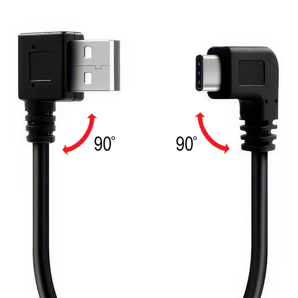 Cable USB Tipo A macho reversible - USB-C acodado 0.50 M 0.50 M Negro