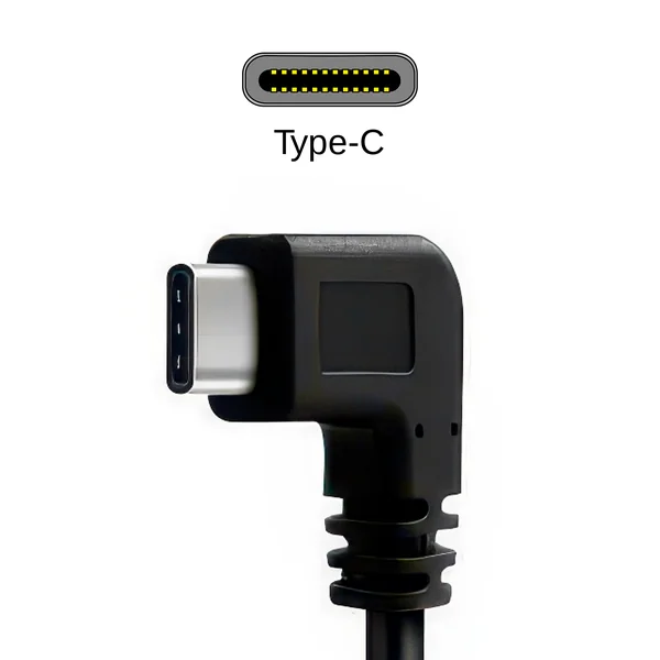Cable USB Tipo A macho reversible - USB-C acodado 0.50 M 0.50 M Negro