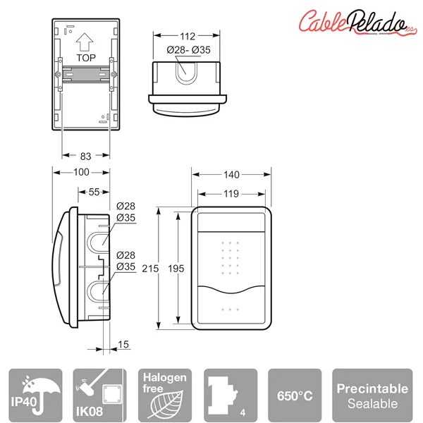 Caja empotrar 10 elementos puerta opaca Blanco