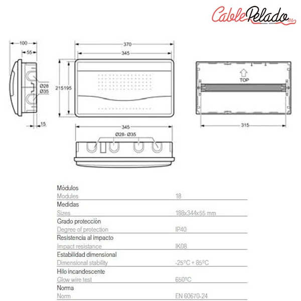 Caja empotrar 18 elementos puerta opaca Blanco