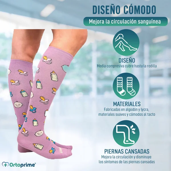 Calcetines de Compresión Gradual Ligera Estampados | 2 Tallas