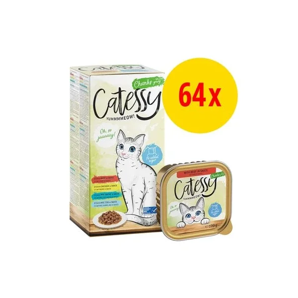 Calidad inmaculada garantizada por Productos Para Gatos en Catessy En Tarrinas 64 X 100 G - Pack Mixto.