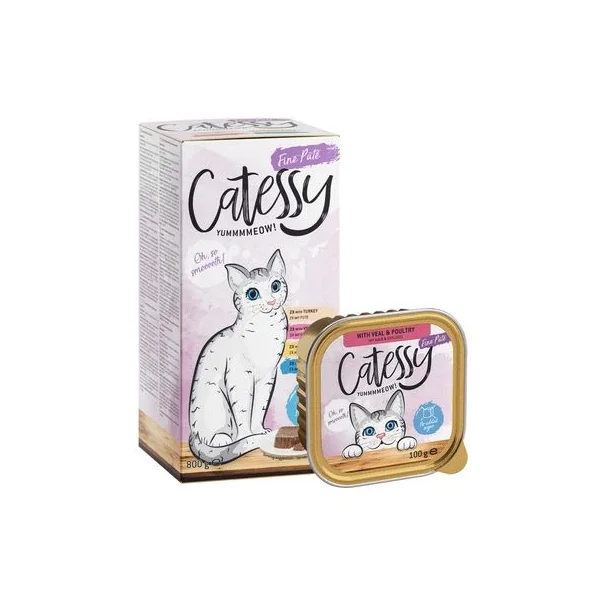 Calidad inmaculada garantizada por Productos Para Gatos en Catessy En Tarrinas 64 X 100 G - Pack Mixto.