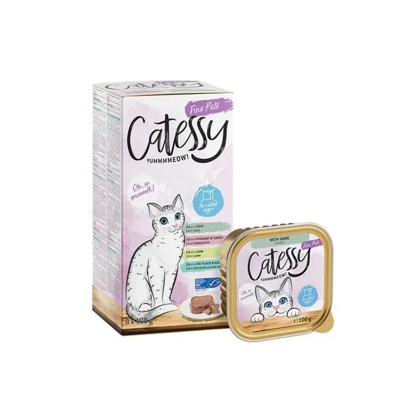Calidad inmaculada garantizada por Productos Para Gatos en Catessy En Tarrinas 64 X 100 G - Pack Mixto.