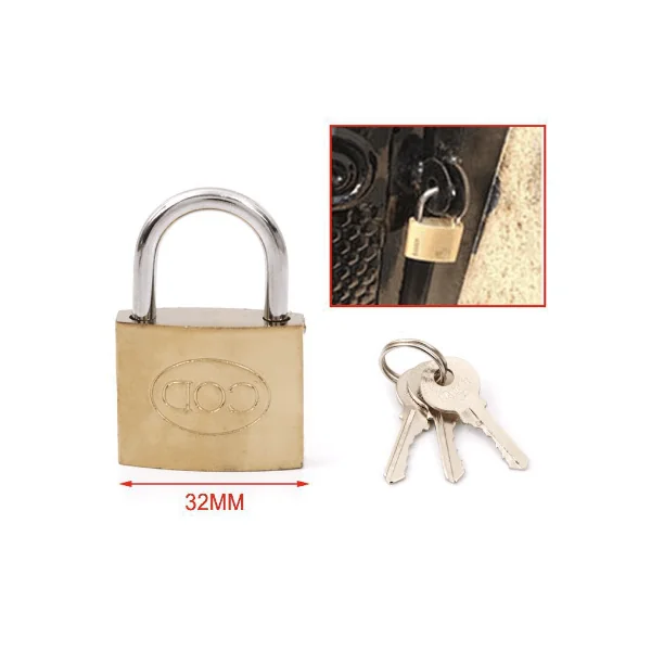 Candado de laton macizo con llave 32 mm Dorado