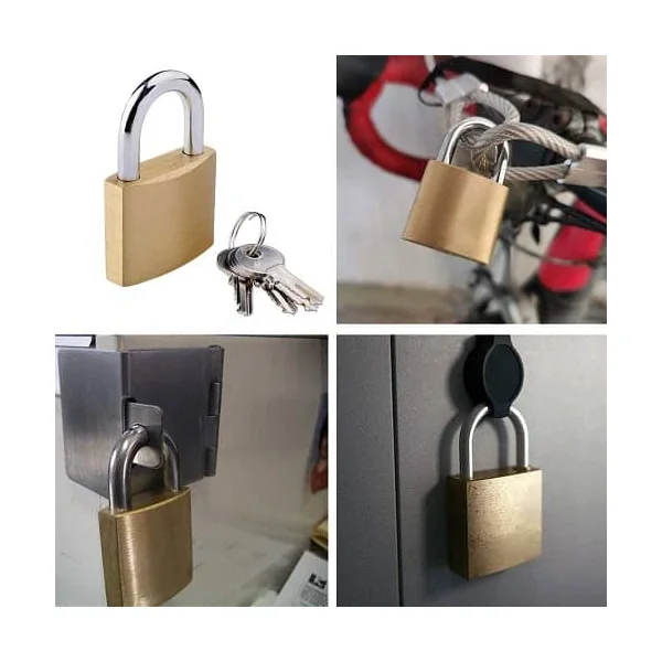 Candado de laton macizo con llave 32 mm Dorado