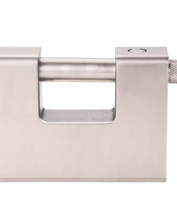 Candado rectangular seguridad de laton macizo con llave 90 mm Plateado