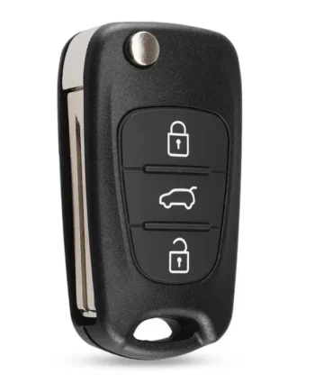 Carcasa Mando Llave Coche 3 Botones Compatible Con Hyundai Negro Negro