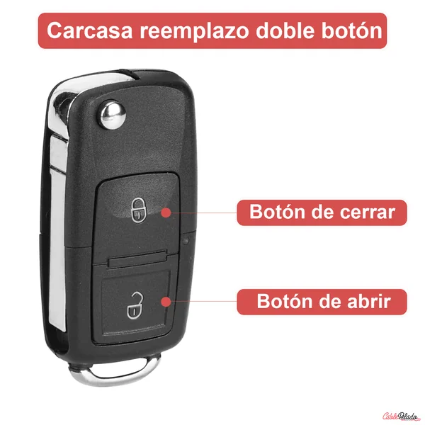 Carcasa Mando Llave Del Coche 2 Botones Compatible Con VW Negro