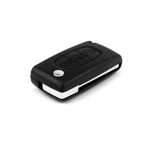 Carcasa Mando Llave Del Coche 3 Botones Compatible Con Citroen Y Peugeot Negro