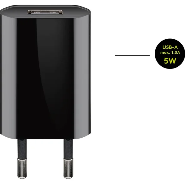 Cargador USB-C 1A 5V 1 M Negro