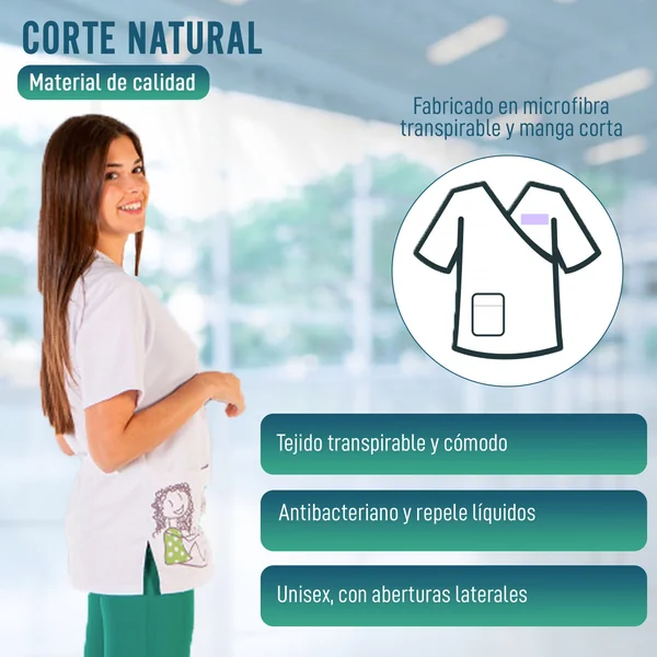 Casaca Médica Unisex Estampado de Niños para Pediatras