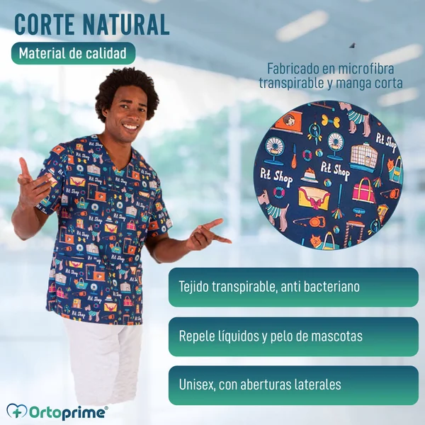 Casaca Médica Unisex para Veterinarios Estampado Mascotas