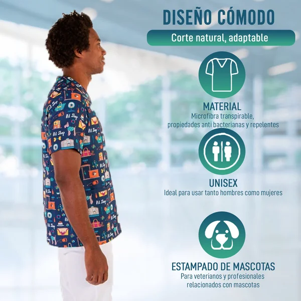 Casaca Médica Unisex para Veterinarios Estampado Mascotas