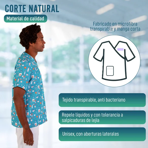Casaca para Dentistas Unisex con Estampado Muelas | Tallas