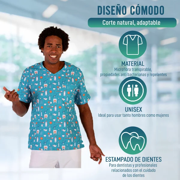 Casaca para Dentistas Unisex con Estampado Muelas | Tallas