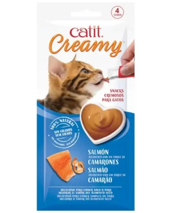 Catit Snack Gatos Creamy Liquido Salmón/Gambas 4X10 g