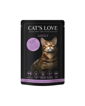Cat’s Love sobre Salmón y Pollo 85 grs – Comida húmeda completa para gatos