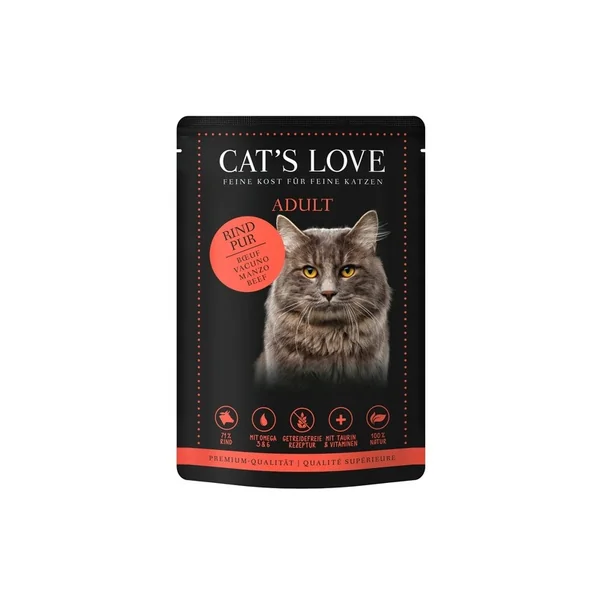 Cat’s Love sobre Vacuno 85 grs – Comida húmeda completa monoproteica para gatos