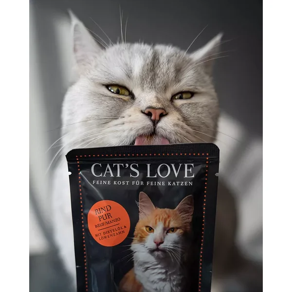 Cat’s Love sobre Vacuno 85 grs – Comida húmeda completa monoproteica para gatos