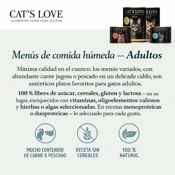 Cat’s Love sobre Vacuno 85 grs – Comida húmeda completa monoproteica para gatos