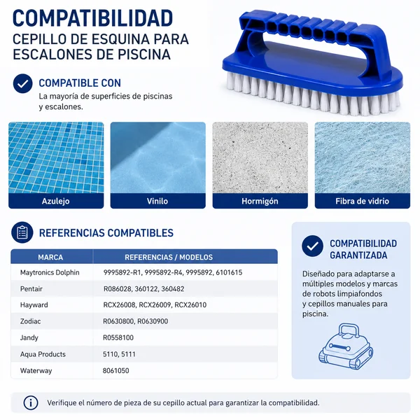 Cepillo de Esquina para Escalones de Piscina
